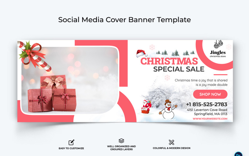 Christmas Sale Offer Facebook Cover Banner Design Template-12 Social Media