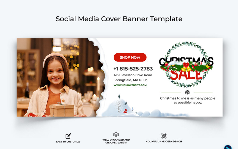 Christmas Sale Offer Facebook Cover Banner Design Template-13 Social Media