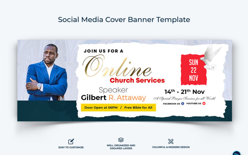 Church Facebook Cover Banner Design Template-01 Social Media