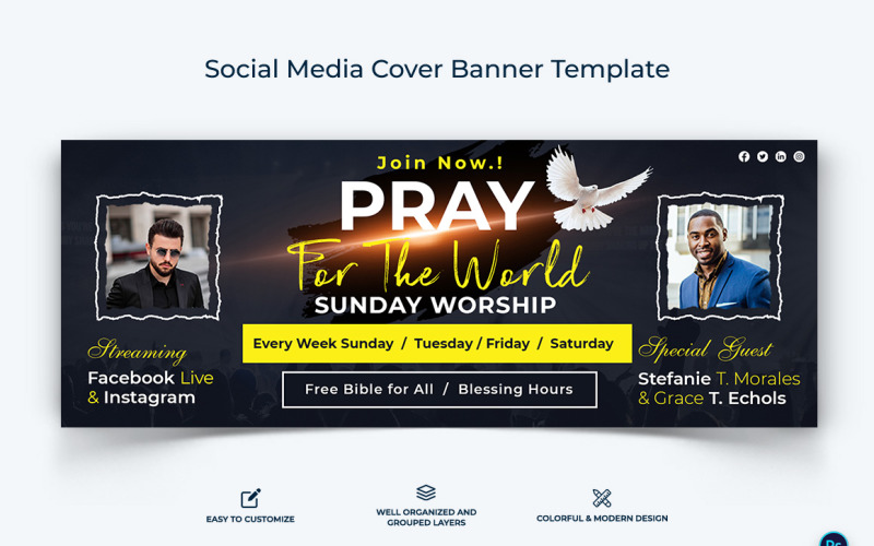 Church Facebook Cover Banner Design Template-03 Social Media