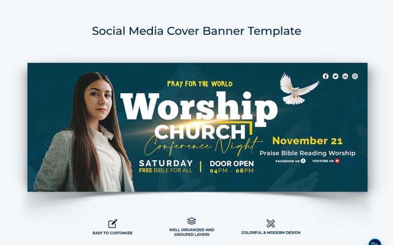 Church Facebook Cover Banner Design Template-09 Social Media