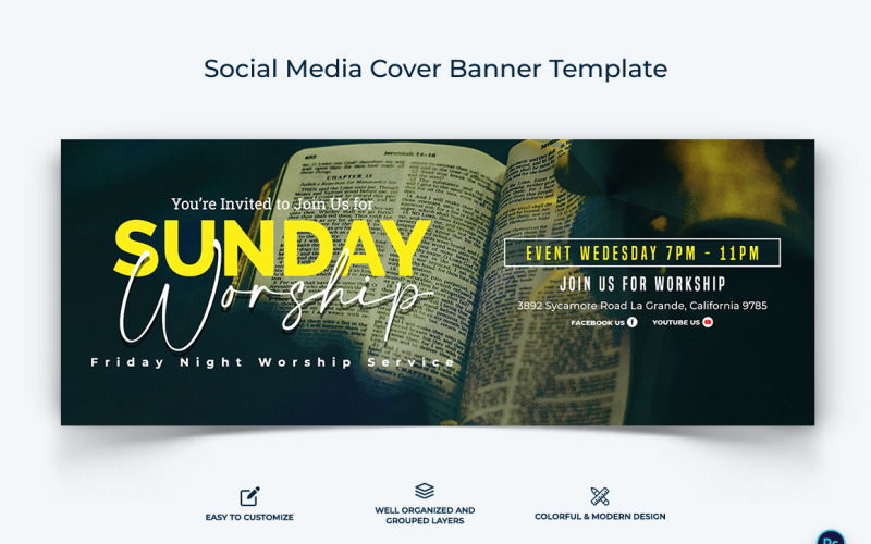 Church Facebook Cover Banner Design Template-23 Social Media