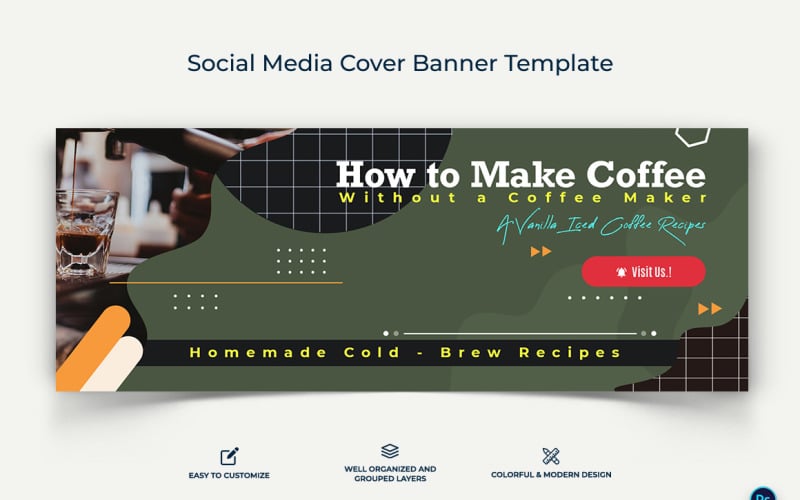 Coffee Making Facebook Cover Banner Design Template-10 Social Media
