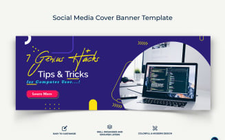 Computer Tricks and Hacking Facebook Cover Banner Design Template-04