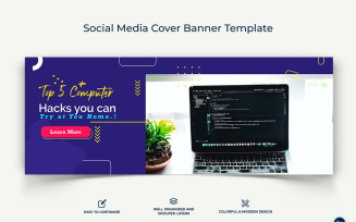 Computer Tricks and Hacking Facebook Cover Banner Design Template-08