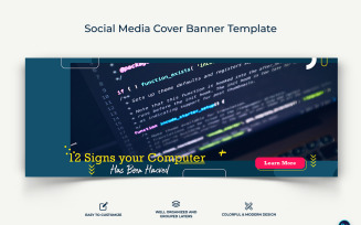 Computer Tricks and Hacking Facebook Cover Banner Design Template-10