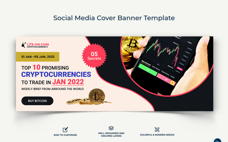 Crypto Currency Facebook Cover Banner Template-01 Social Media