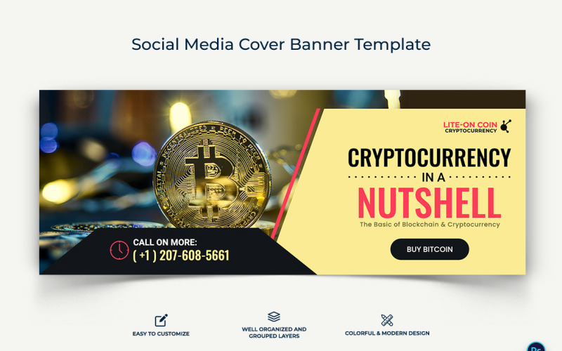 Crypto Currency Facebook Cover Banner Template-02 Social Media
