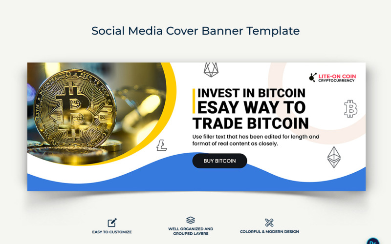 Crypto Currency Facebook Cover Banner Template-03 Social Media