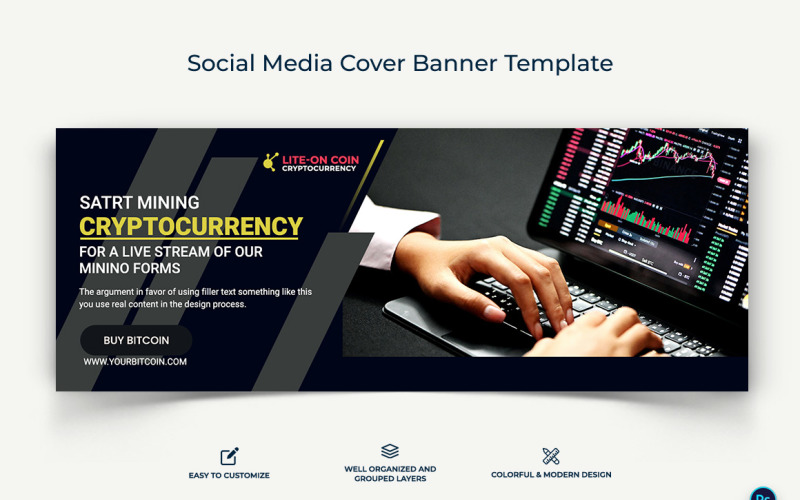Crypto Currency Facebook Cover Banner Template-04 Social Media