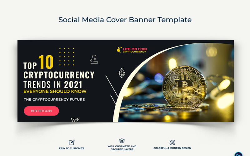 Crypto Currency Facebook Cover Banner Template-05 Social Media