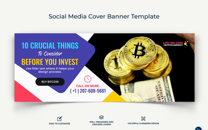 Crypto Currency Facebook Cover Banner Template-07 Social Media