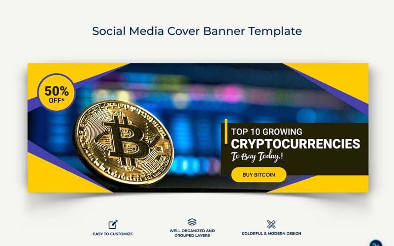 Crypto Currency Facebook Cover Banner Template-08 Social Media
