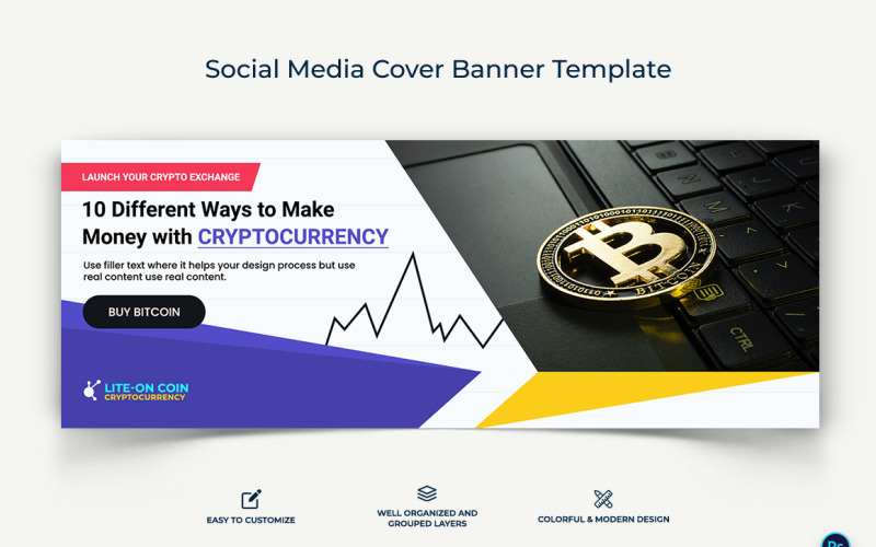 Crypto Currency Facebook Cover Banner Template-09 Social Media