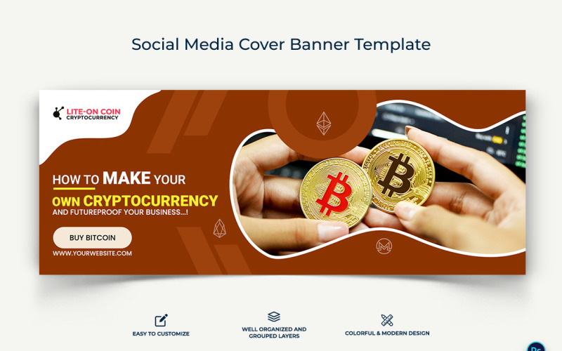Crypto Currency Facebook Cover Banner Template-10 Social Media