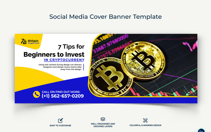 Crypto Currency Facebook Cover Banner Template-11 Social Media