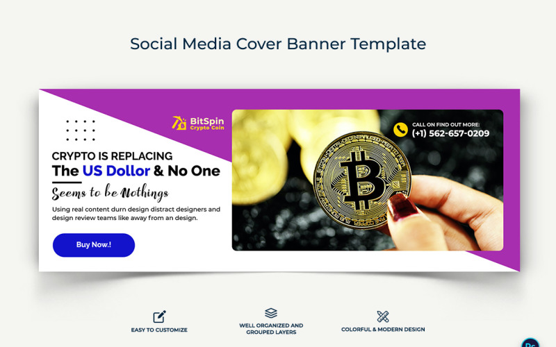Crypto Currency Facebook Cover Banner Template-20 Social Media