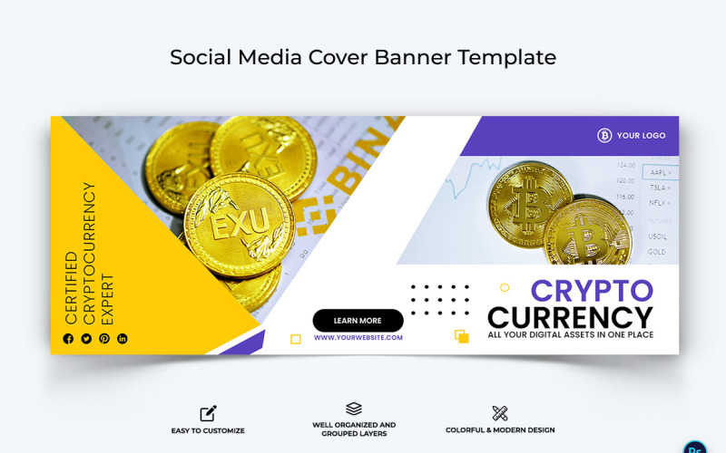 Crypto Currency Facebook Cover Banner Template-22 Social Media
