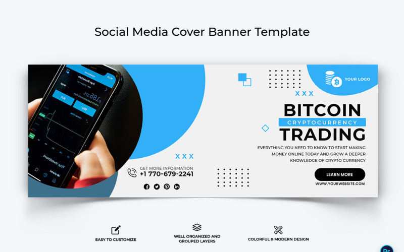 Crypto Currency Facebook Cover Banner Template-23 Social Media