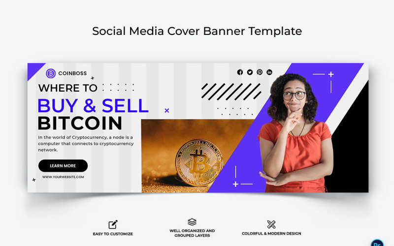 Crypto Currency Facebook Cover Banner Template-25 Social Media