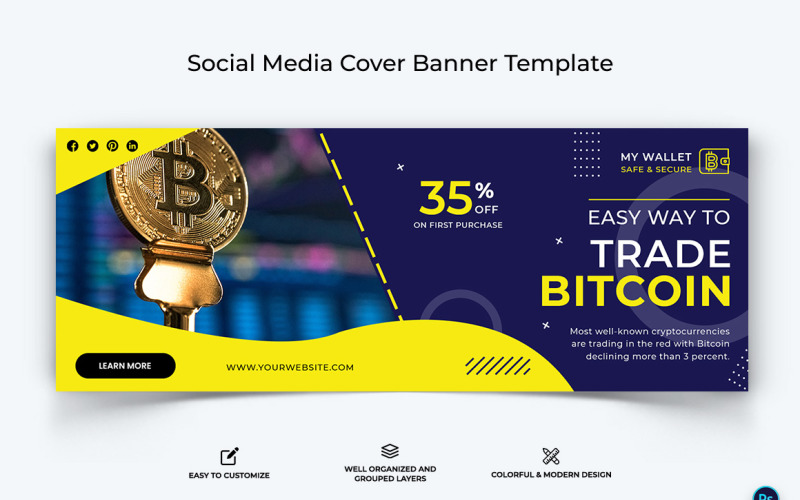 Crypto Currency Facebook Cover Banner Template-26 Social Media
