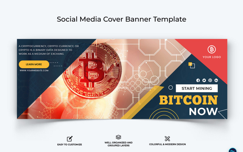 Crypto Currency Facebook Cover Banner Template-28 Social Media