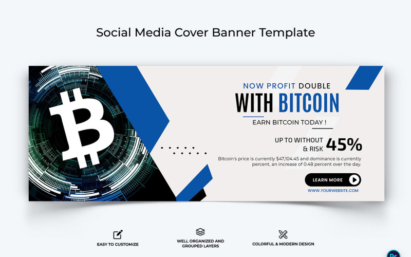 Crypto Currency Facebook Cover Banner Template-30 Social Media