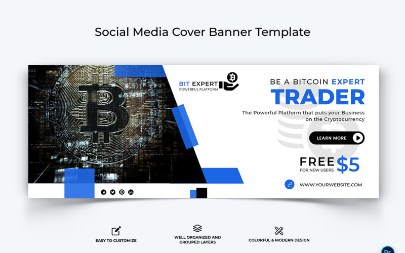 Crypto Currency Facebook Cover Banner Template-33 Social Media
