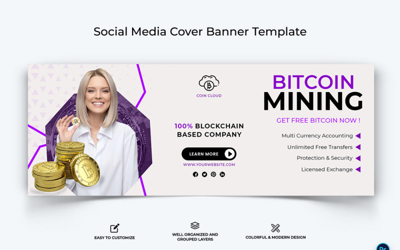 Crypto Currency Facebook Cover Banner Template-35 Social Media