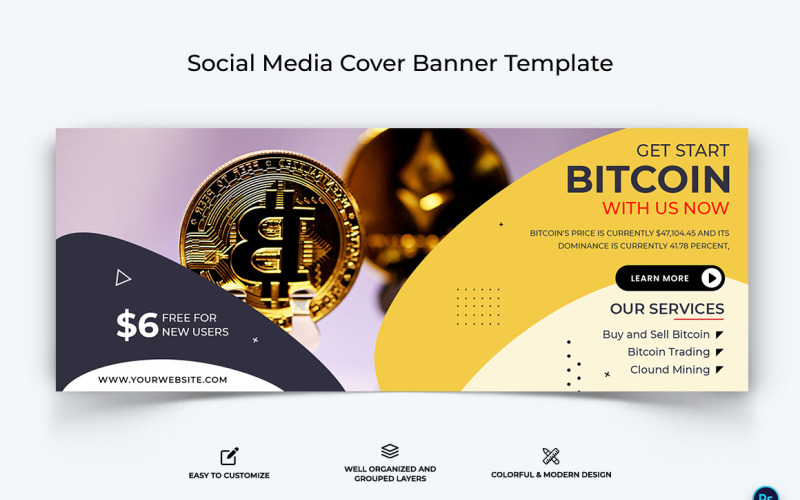 Crypto Currency Facebook Cover Banner Template-36 Social Media