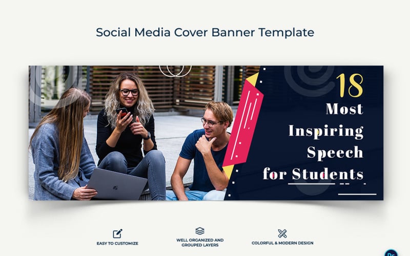 Education Facebook Cover Banner Design Template-03 Social Media