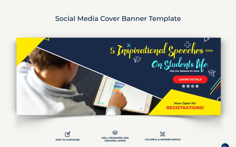 Education Facebook Cover Banner Design Template-12 Social Media