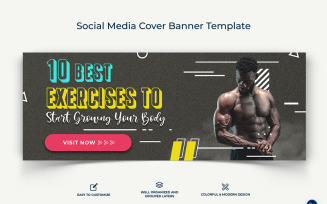 Fitness Facebook Cover Banner Design Template-03