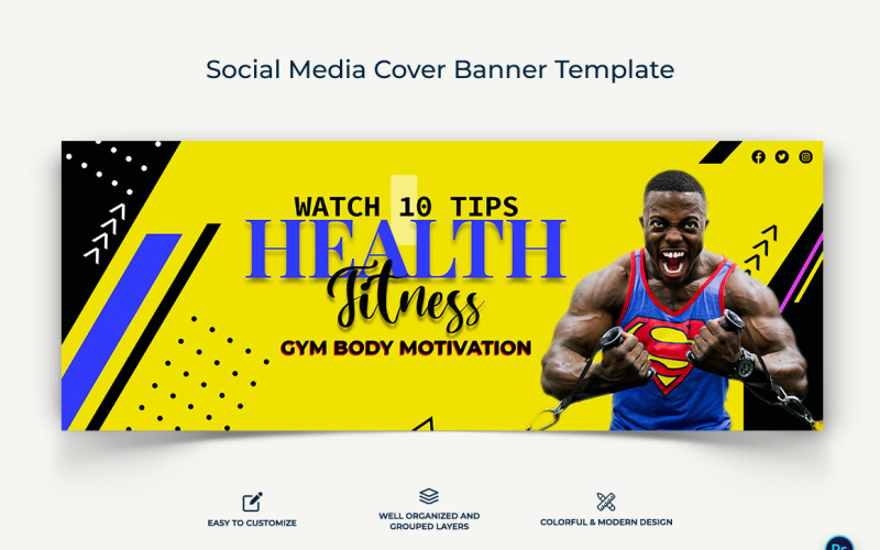 Fitness Facebook Cover Banner Design Template-04 Social Media