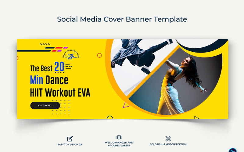 Fitness Facebook Cover Banner Design Template-14 Social Media