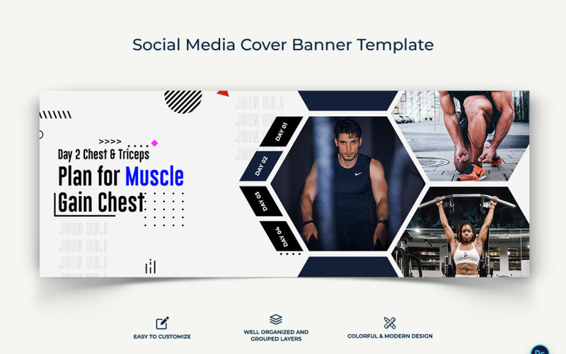 Fitness Facebook Cover Banner Design Template-15 Social Media