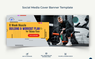 Fitness Facebook Cover Banner Design Template-16