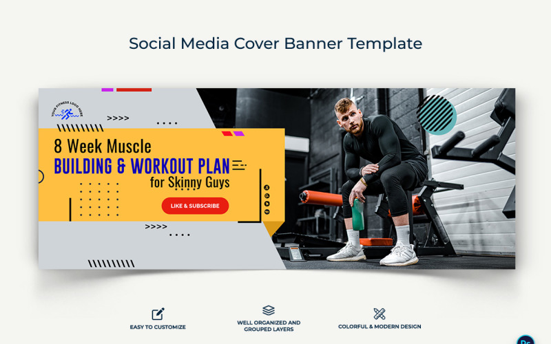 Fitness Facebook Cover Banner Design Template-16 Social Media