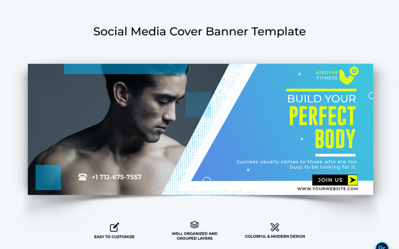 Fitness Facebook Cover Banner Design Template-18 Social Media