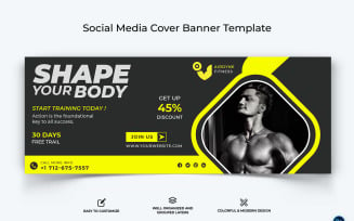 Fitness Facebook Cover Banner Design Template-21