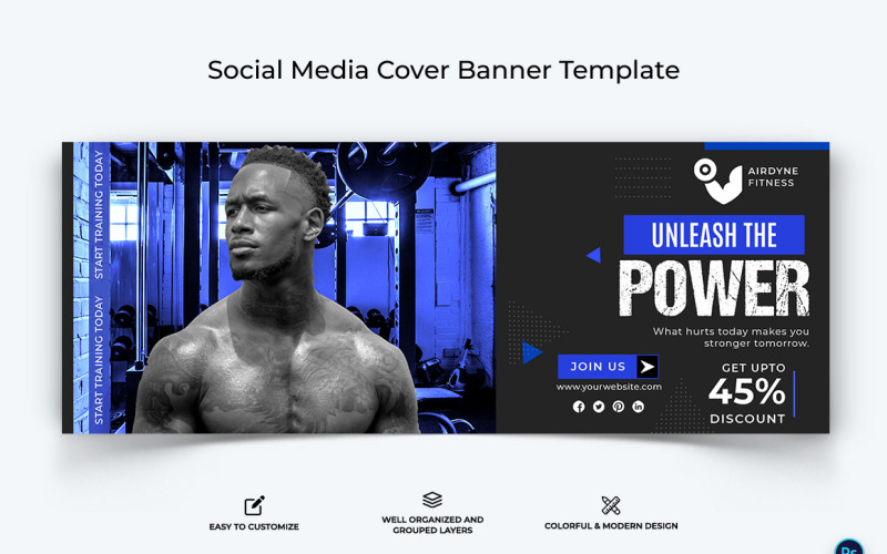 Fitness Facebook Cover Banner Design Template-24 Social Media