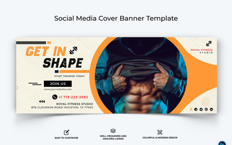 Fitness Facebook Cover Banner Design Template-26 Social Media