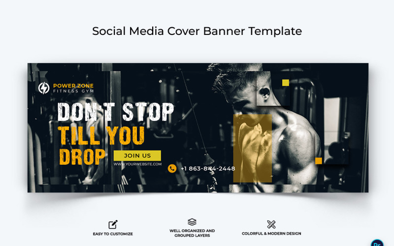 Fitness Facebook Cover Banner Design Template-31 Social Media