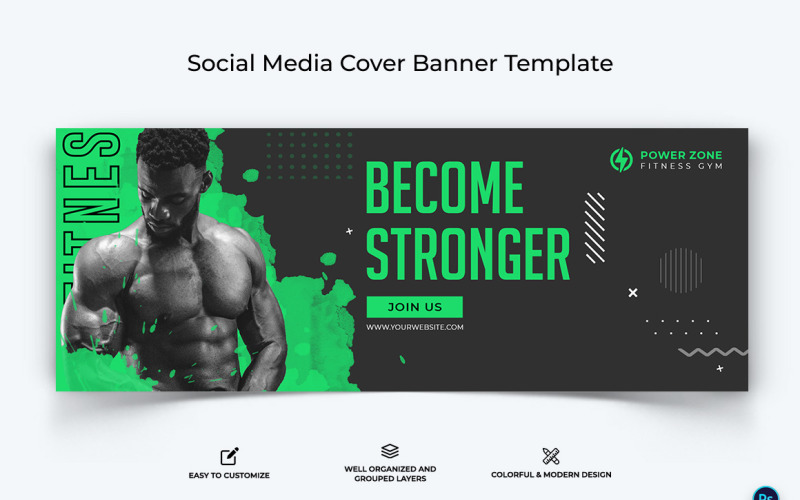 Fitness Facebook Cover Banner Design Template-32 Social Media