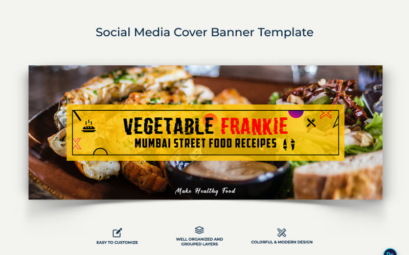 Food and Restaurant Facebook Cover Banner Design Template-01 Social Media