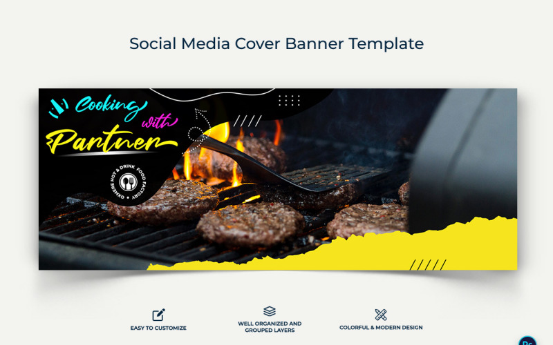 Food and Restaurant Facebook Cover Banner Design Template-09 Social Media