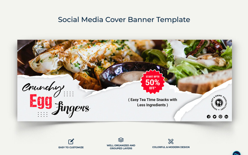 Food and Restaurant Facebook Cover Banner Design Template-10 Social Media