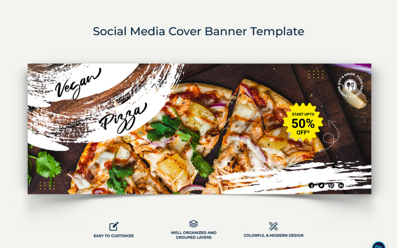 Food and Restaurant Facebook Cover Banner Design Template-13 Social Media