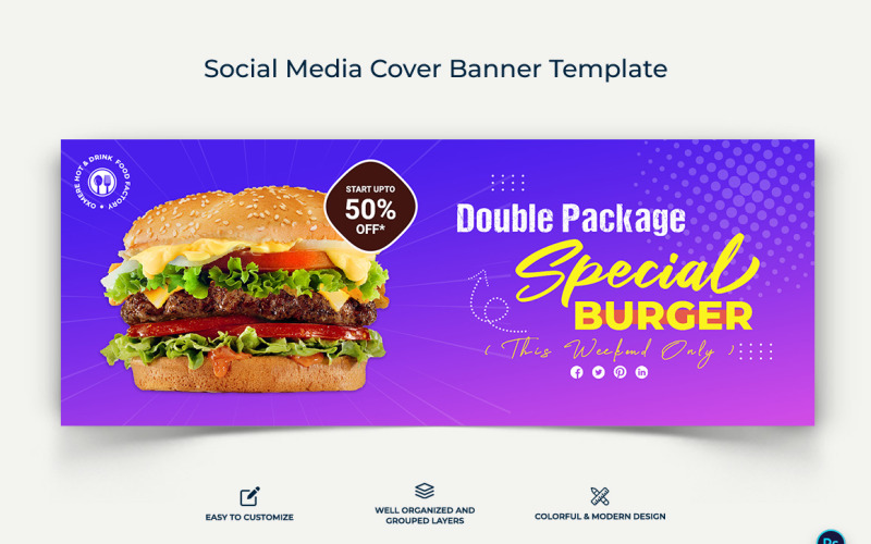 Food and Restaurant Facebook Cover Banner Design Template-14 Social Media