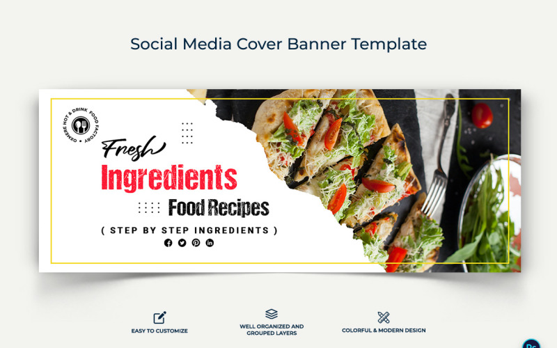 Food and Restaurant Facebook Cover Banner Design Template-15 Social Media